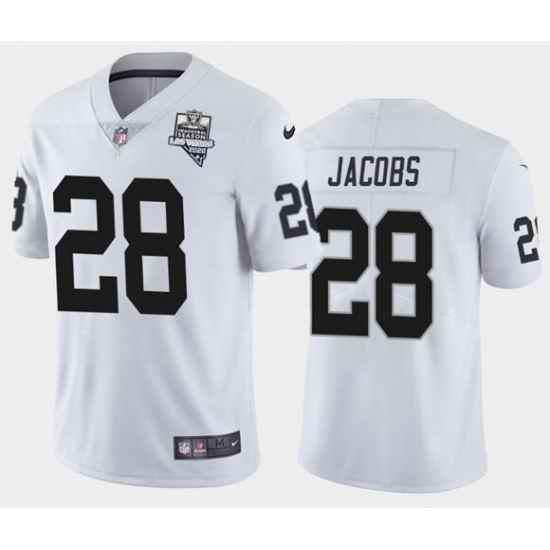 Men's Oakland Raiders White #28 Josh Jacobs 2020 Inaugural Season Vapor Limited Stitched NFL Jersey